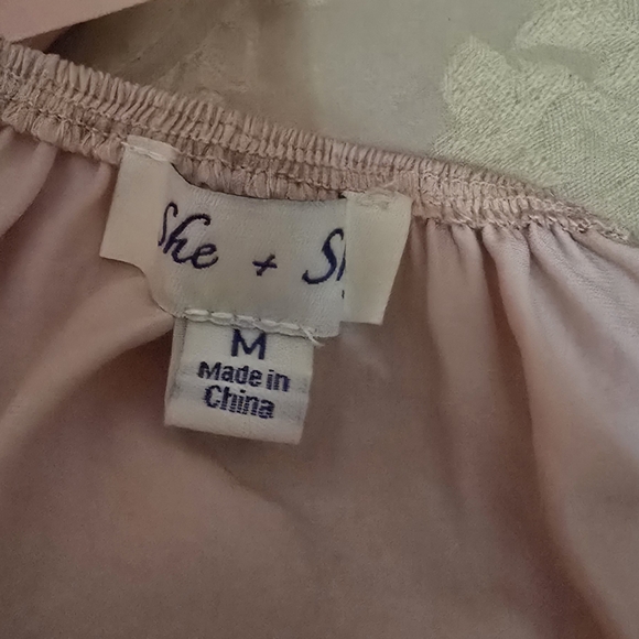 She + Sky Blush Pink Cropped Off Shoulder Long Sleeve Blouse - Picture 8 of 16